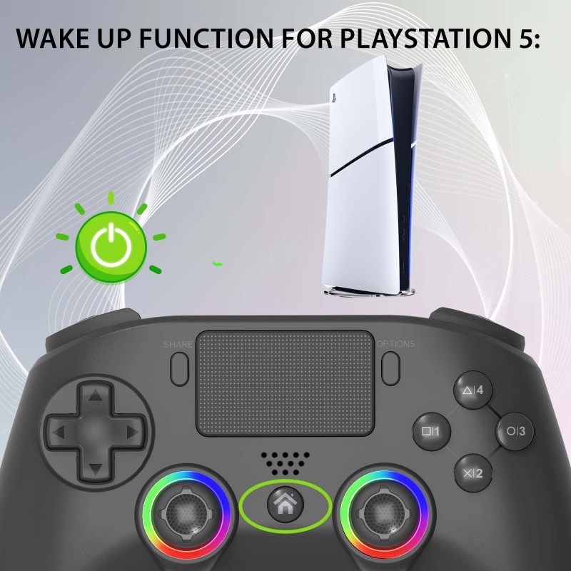 Manette PS5 sans fil LED - Noire | Subsonic