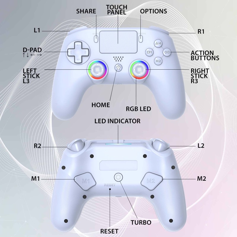 Manette PS5 sans fil LED - Blanche | Subsonic