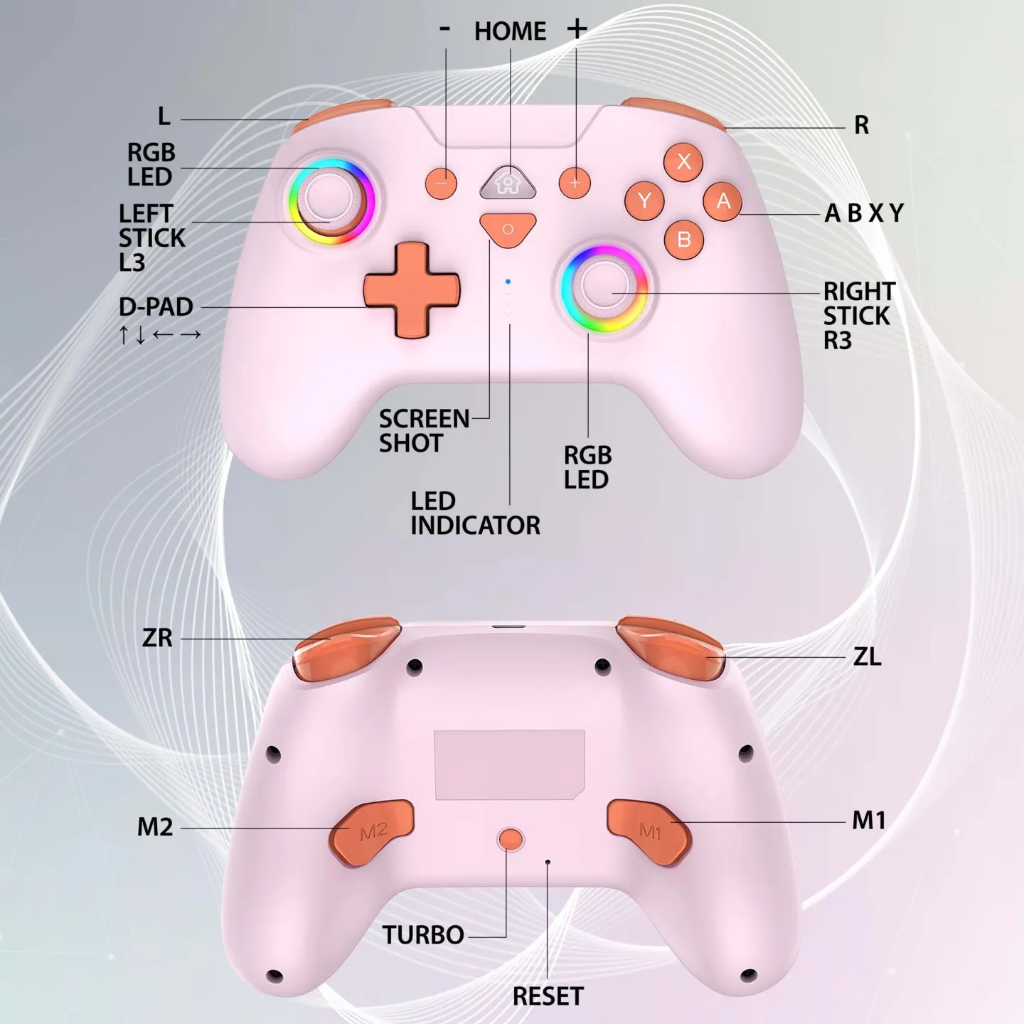 Manette Switch sans fil LED - Rose | Subsonic