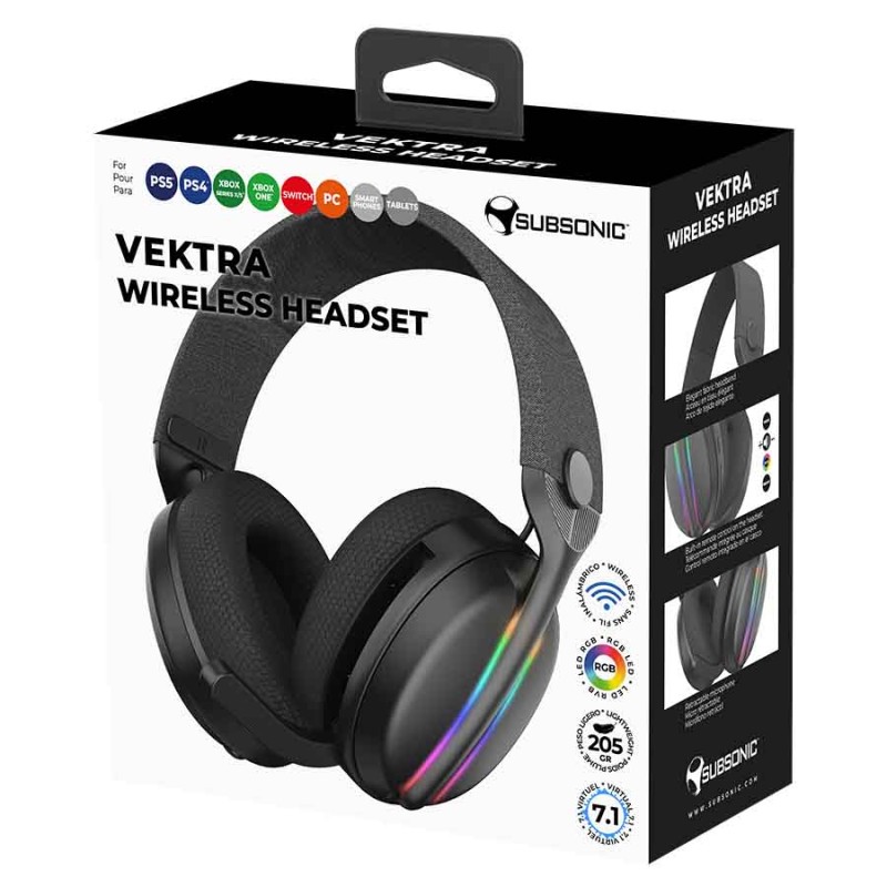 Vektra LED gaming headset - Black | Subsonic