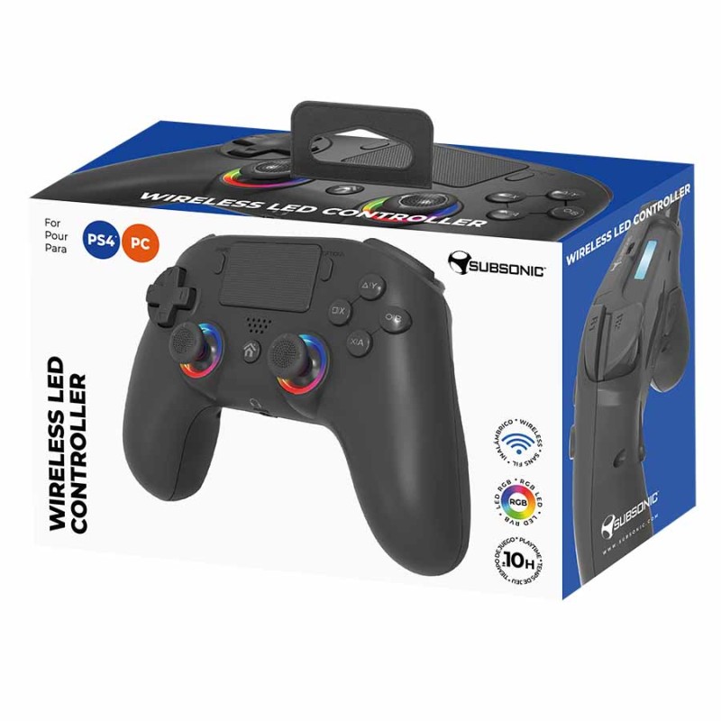 PS4/PC Wireless LED Controller - Black | Subsonic