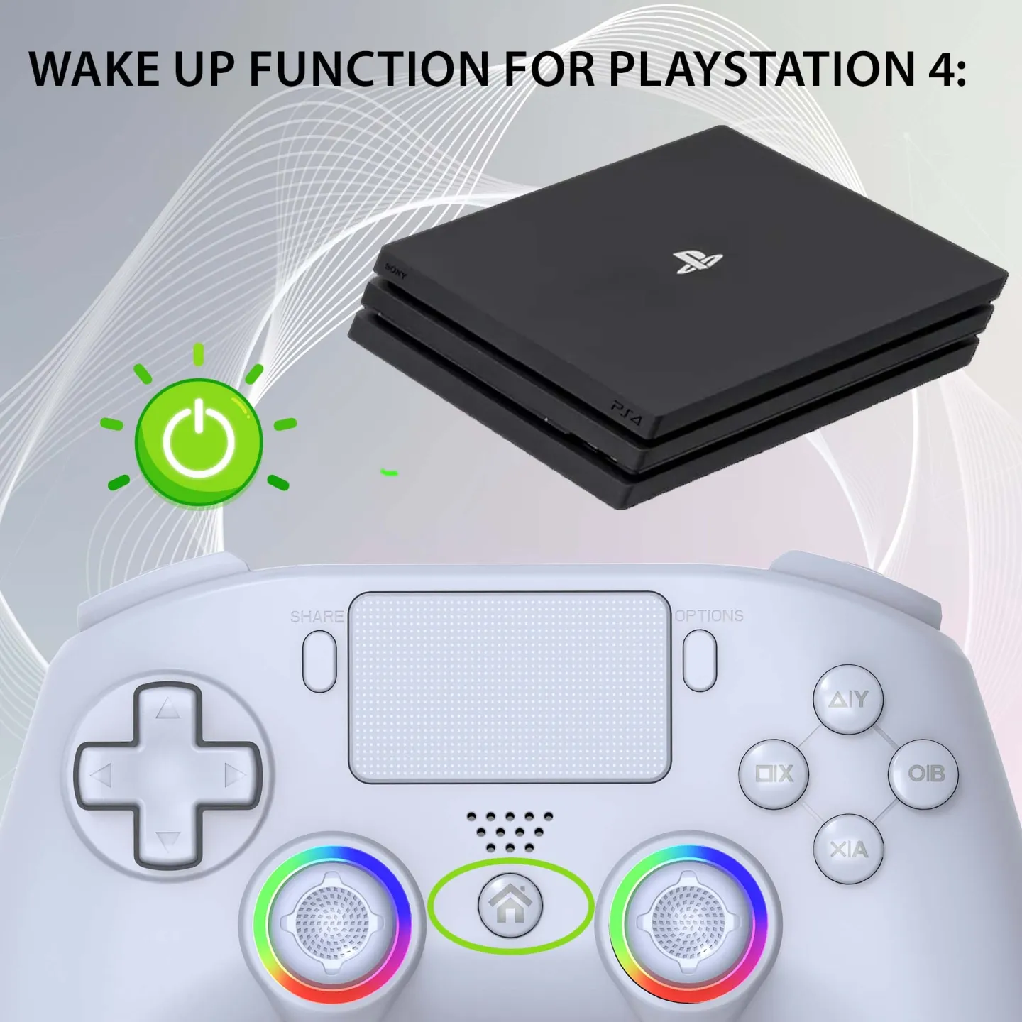 Manette PS4/PC sans fil LED - Blanche | Subsonic