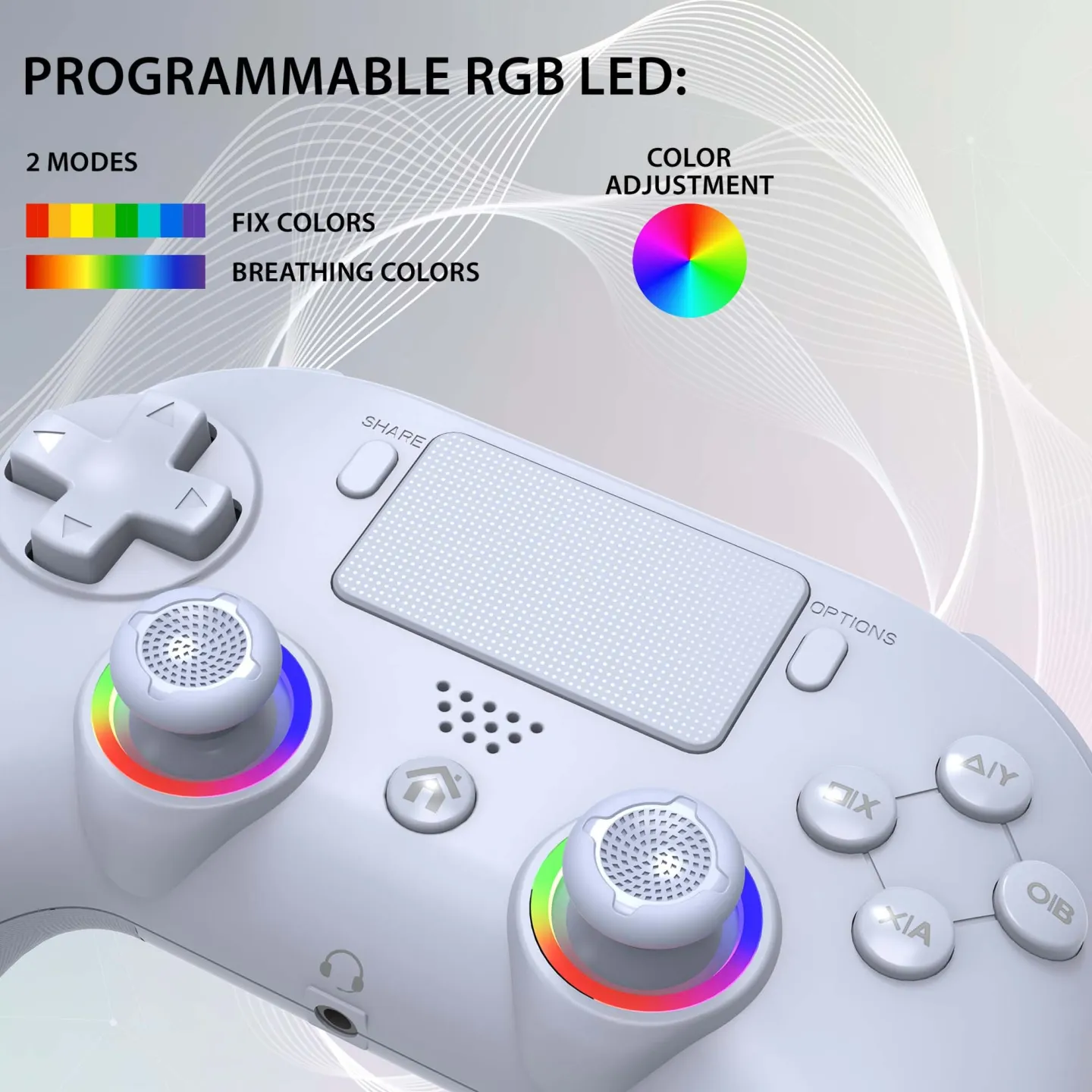 Manette PS4/PC sans fil LED - Blanche | Subsonic