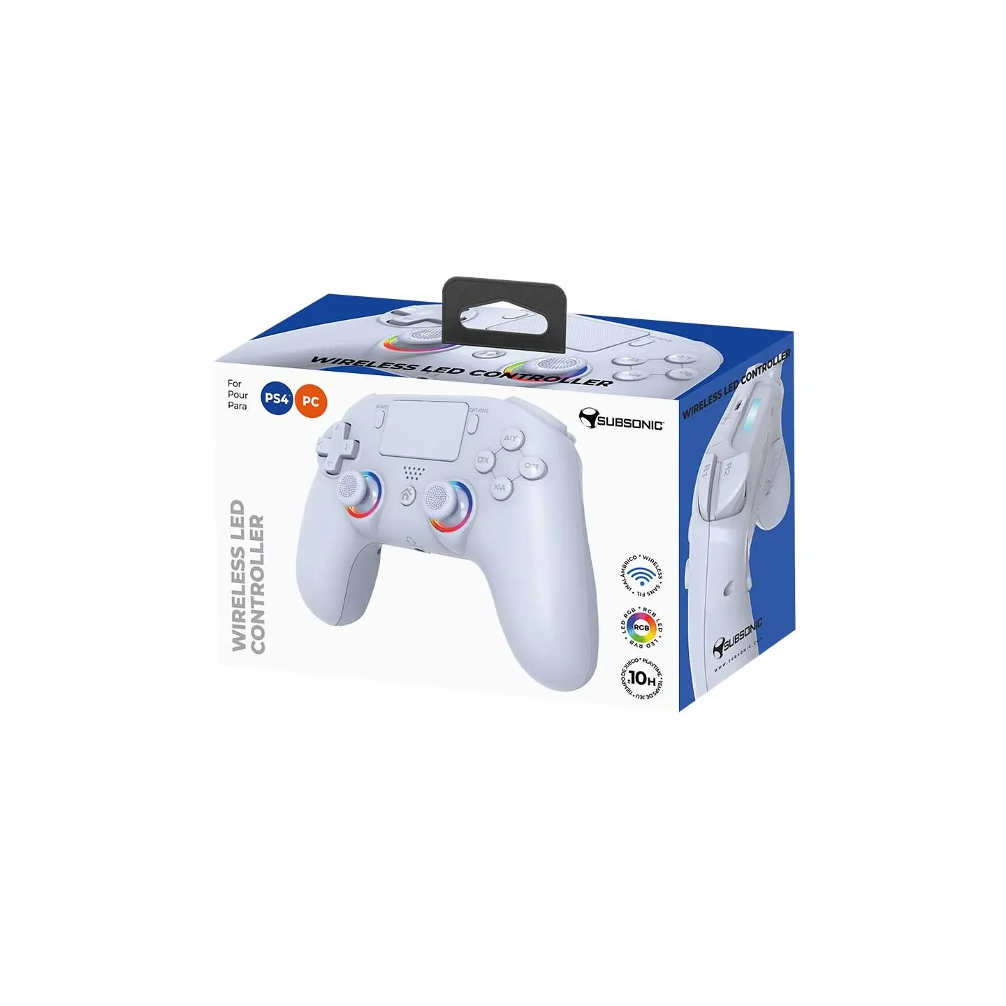 Mando LED inalámbrico PS4/PC - Blanco | Subsonic
