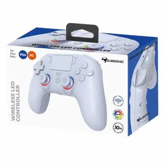 Manette PS4/PC sans fil LED - Blanche | Subsonic