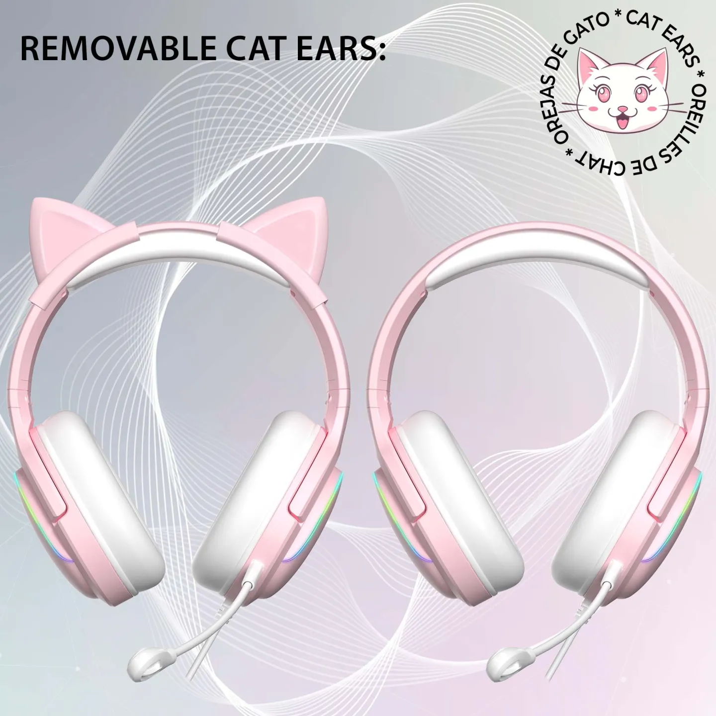 Casque audio gaming LED Spectra - Rose | Subsonic