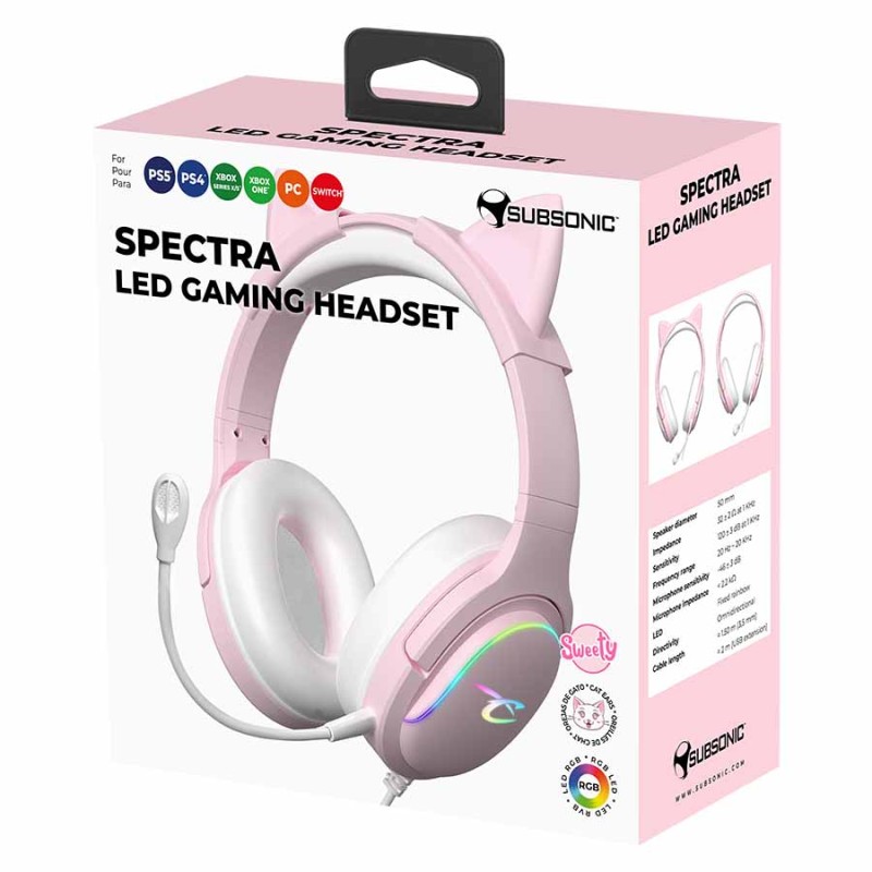 Auriculares de juego Spectra LED - Rosa | Subsonic