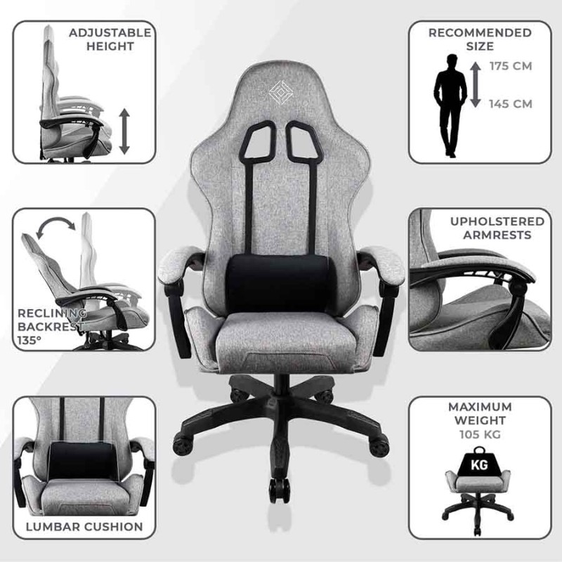 Grey Gaming chair GEM | Subsonic