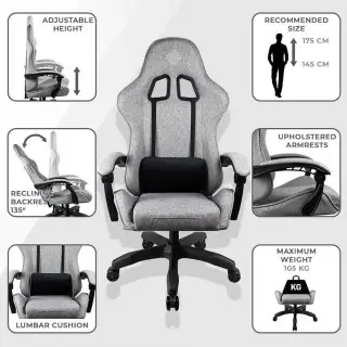 Chaise gaming Grise GEM | Subsonic