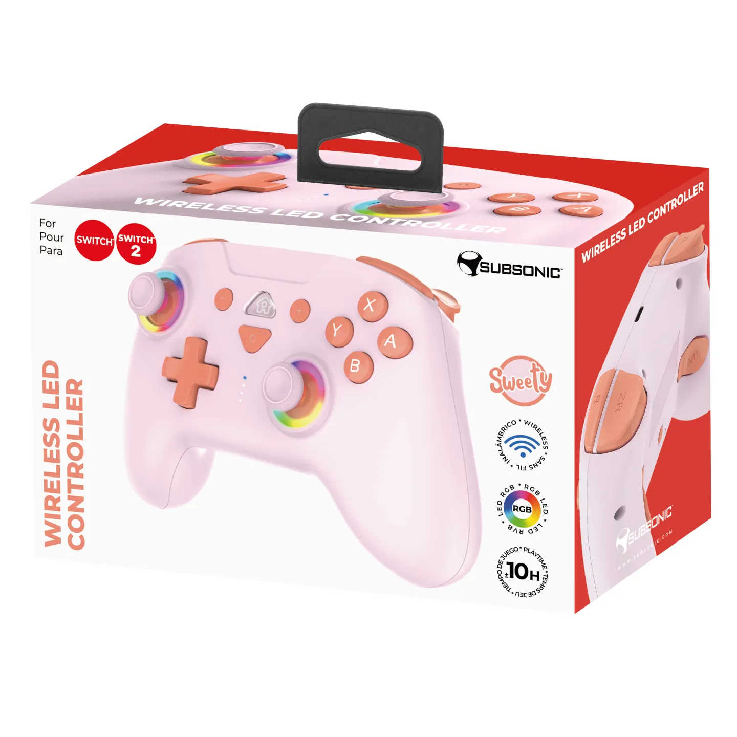Kabelloser Led-Controller für Switch 2 & Switch rosa| Subsonic