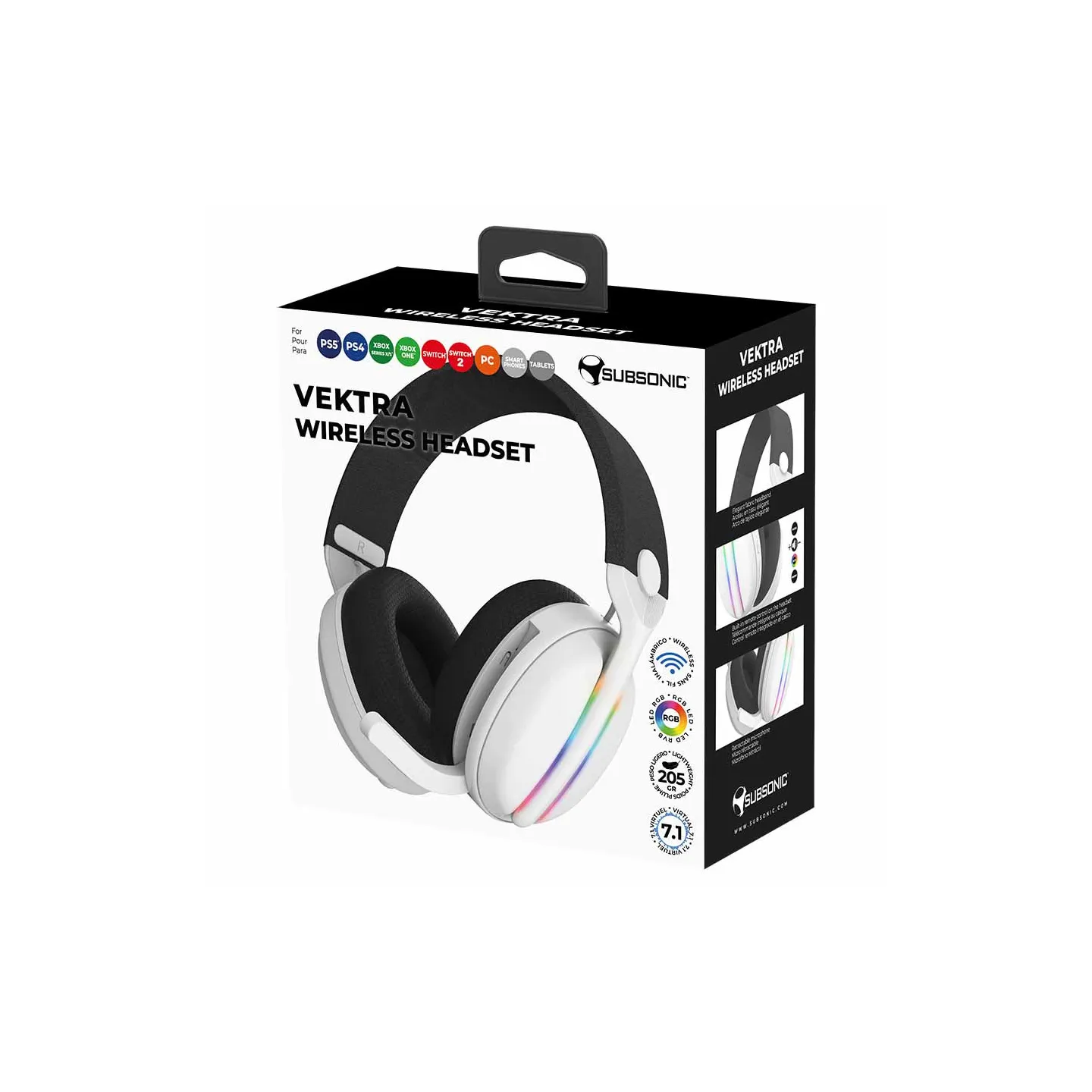Casque audio gaming LED Vektra - Blanc | Subsonic