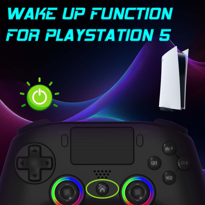 Manette PS5 sans fil LED - Noire | Subsonic