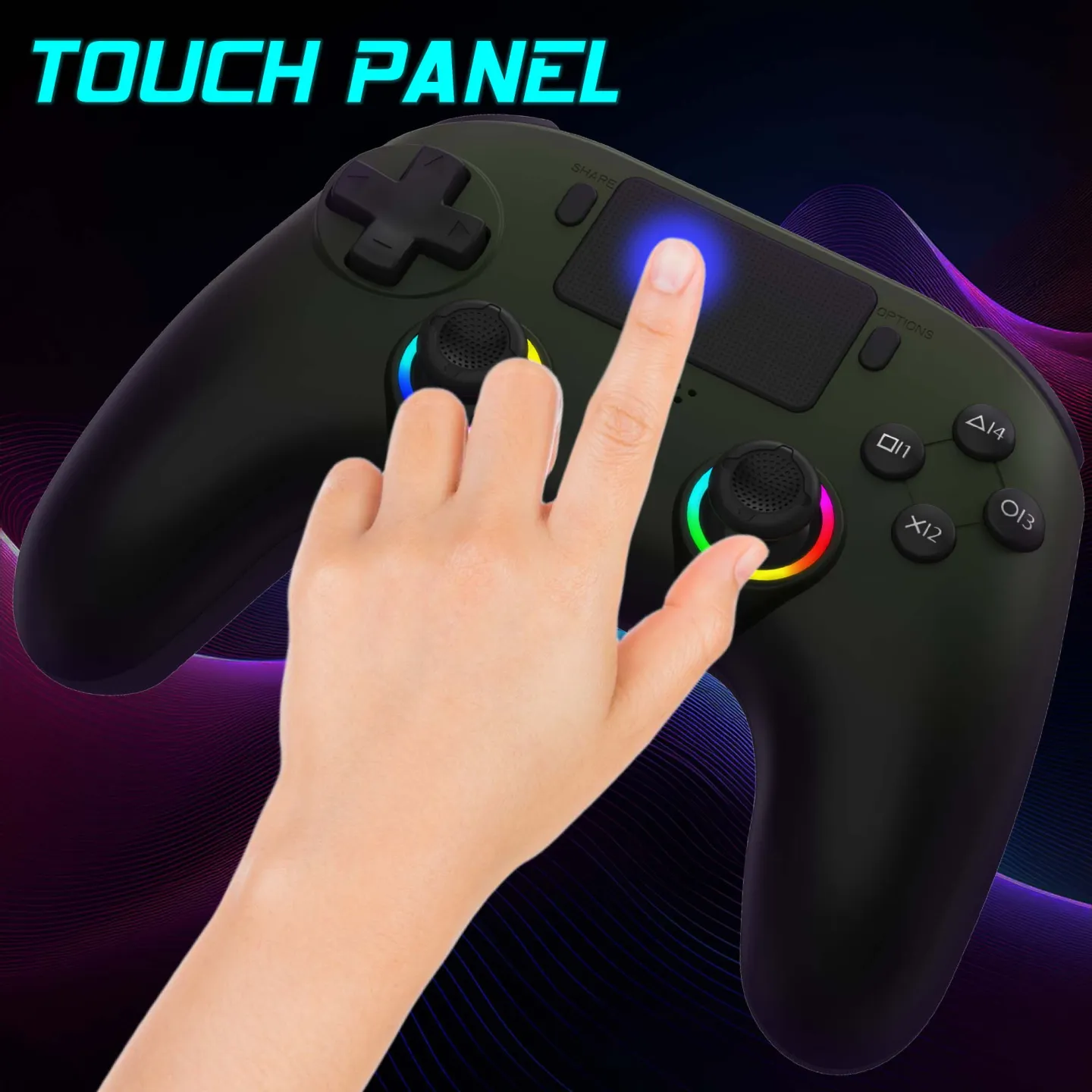 Manette PS5 sans fil LED - Verte | Subsonic