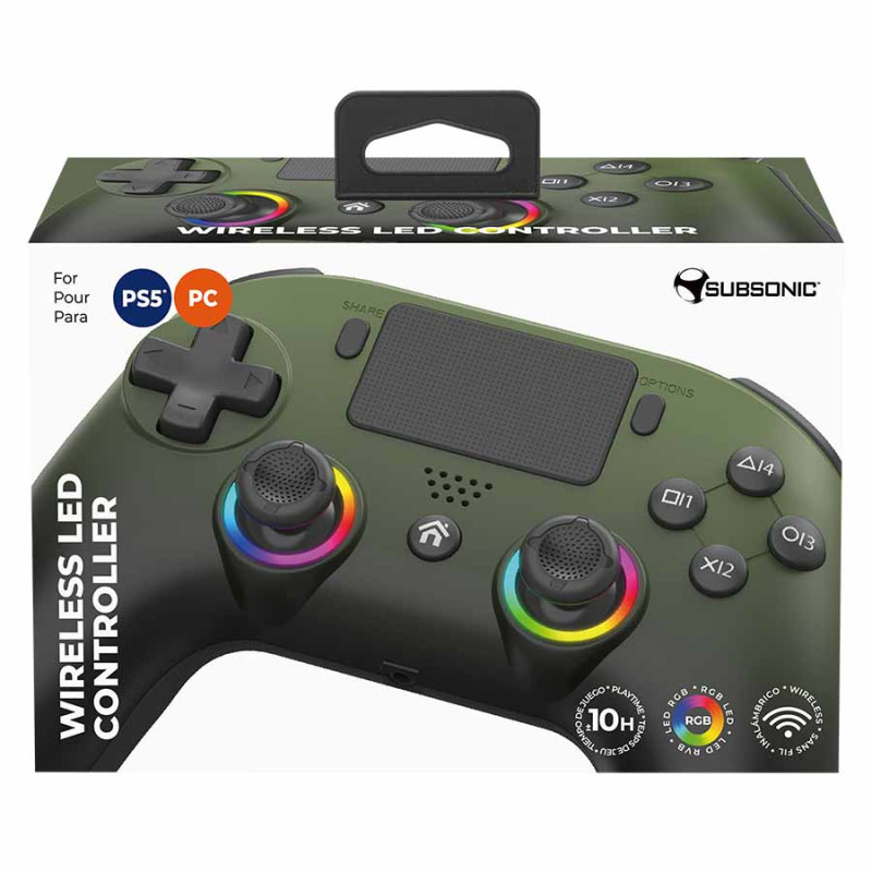 Manette PS5 sans fil LED - Verte | Subsonic