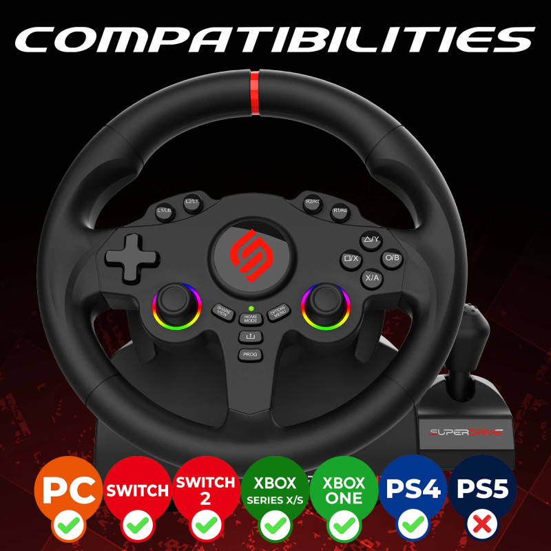 220 RS-X | Volant PS4, Xbox, Switch 2, Switch et PC
