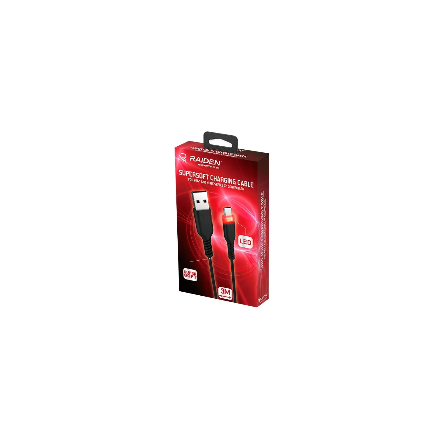 Cable de recharge anti-noeuds pour manette PS5 et Xbox Serie X.