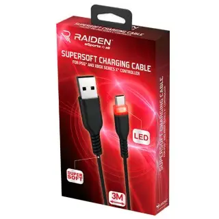 Cable de recharge anti-noeuds pour manette PS5 et Xbox Serie X.