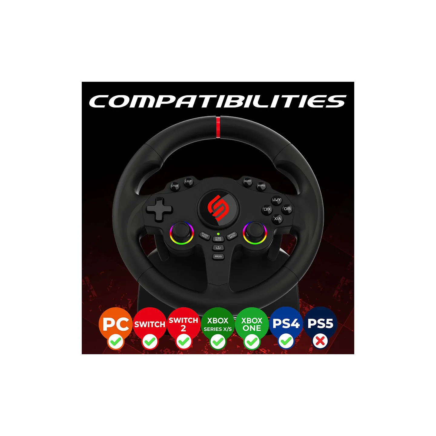 220 RS | Volante PS4, Xbox, Switch 2, Switch y PC