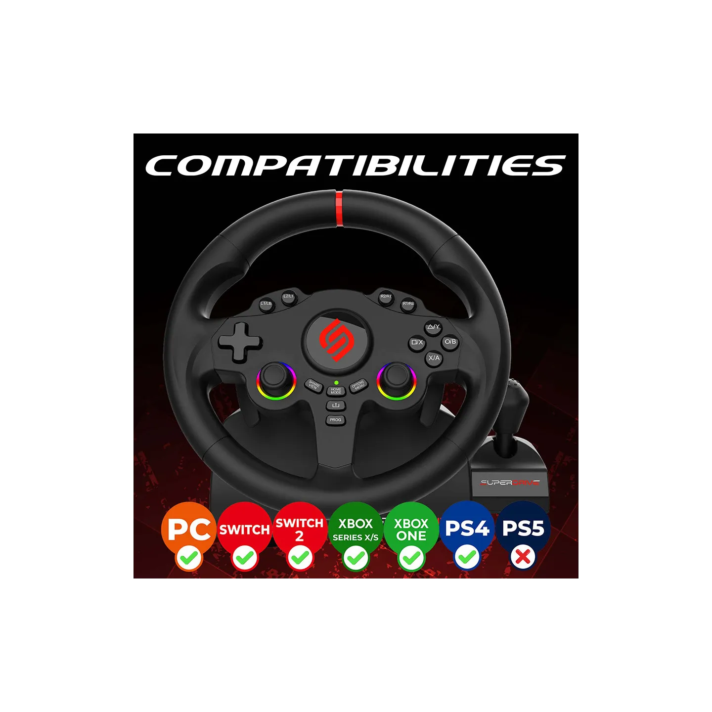 220 RS-X | Volante PS4, Xbox, Switch 2, Switch y PC