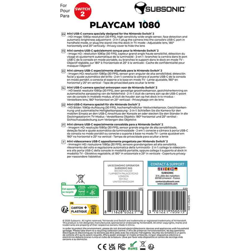 Cámara Playcam 1080 | Subsonic