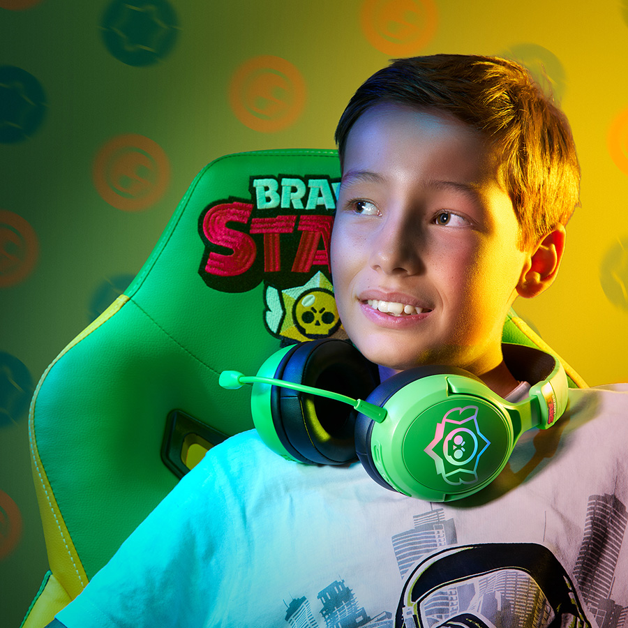 Gaming Headset Wireless Skull Green Brawl Stars