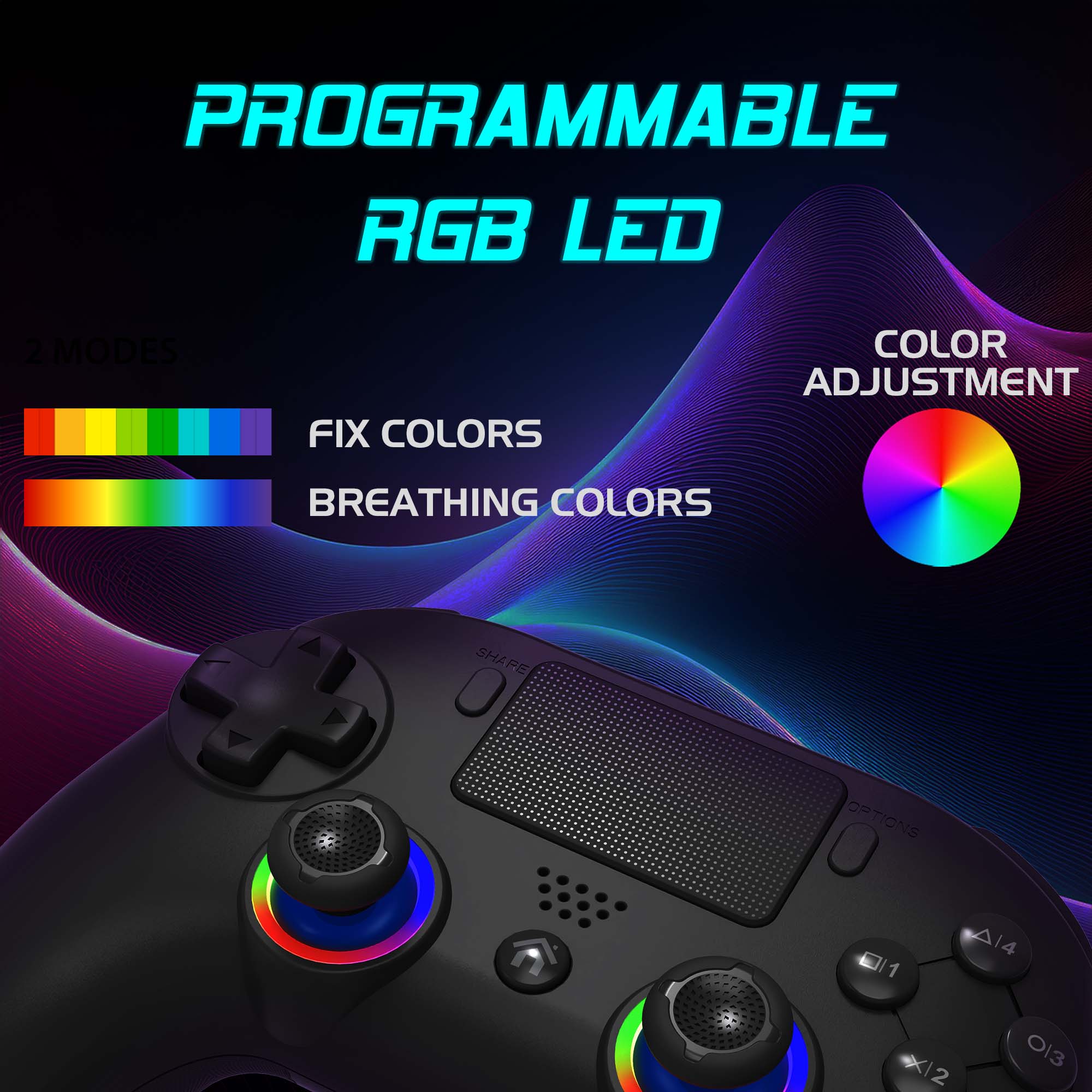 PS5 Wireless LED Controller - Black | Subsonic
