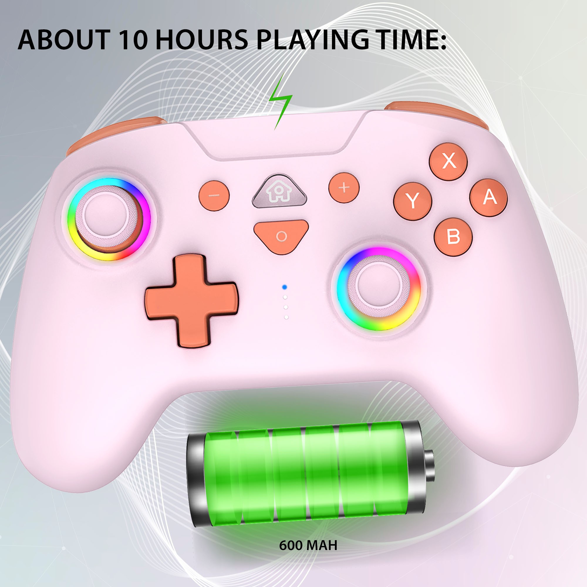 Pink wireless led controller for Switch 2 & Switch | Subsonic