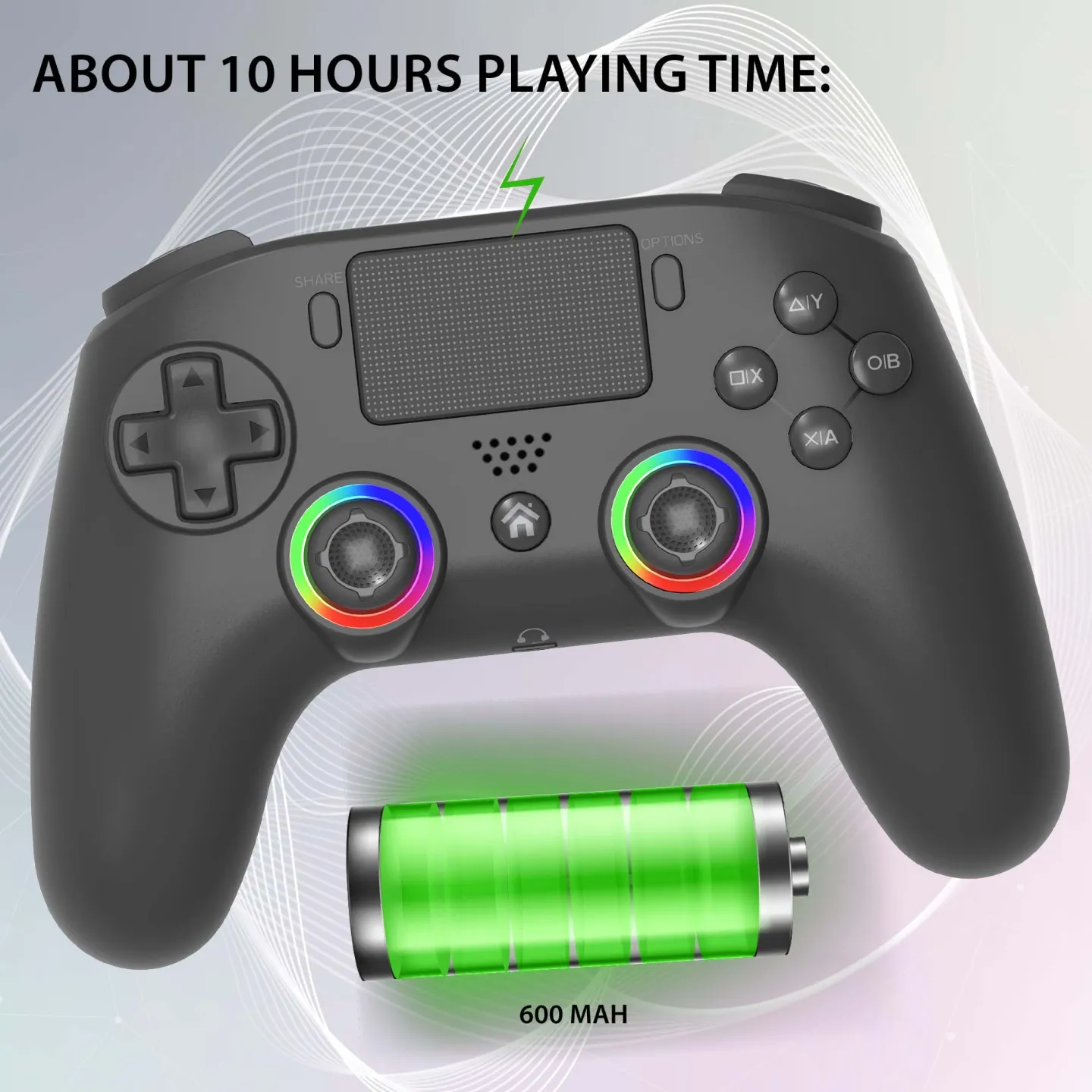 Manette PS4 sans fil LED - Noire | Subsonic