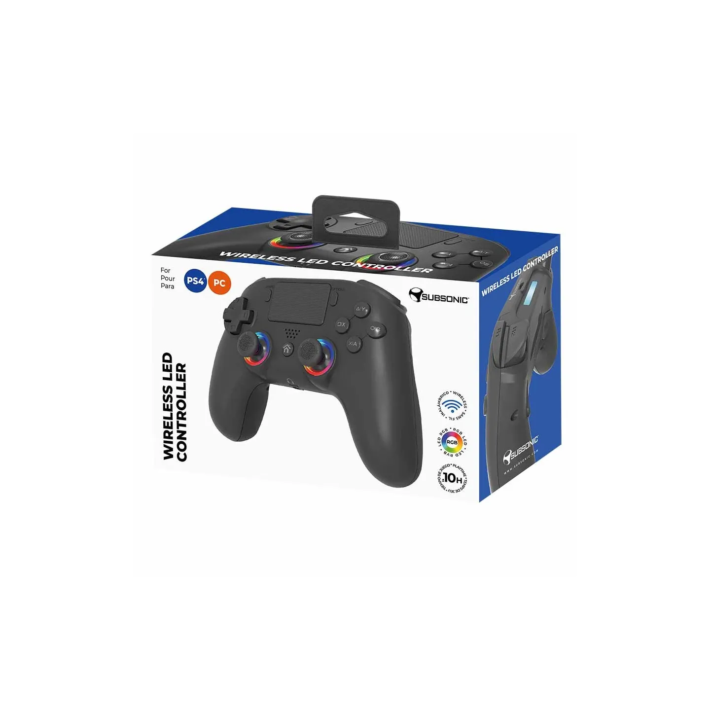 Manette PS4 sans fil LED - Noire | Subsonic