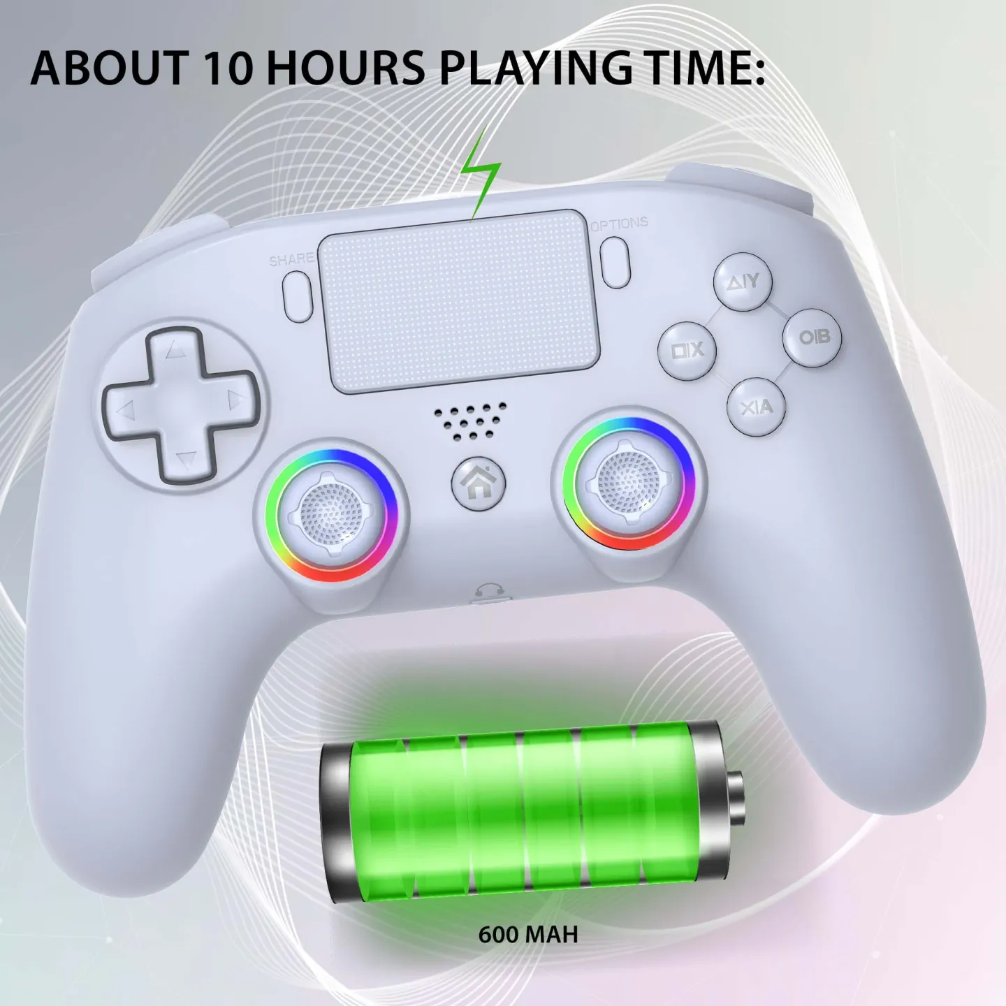 Manette PS4/PC sans fil LED - Blanche | Subsonic