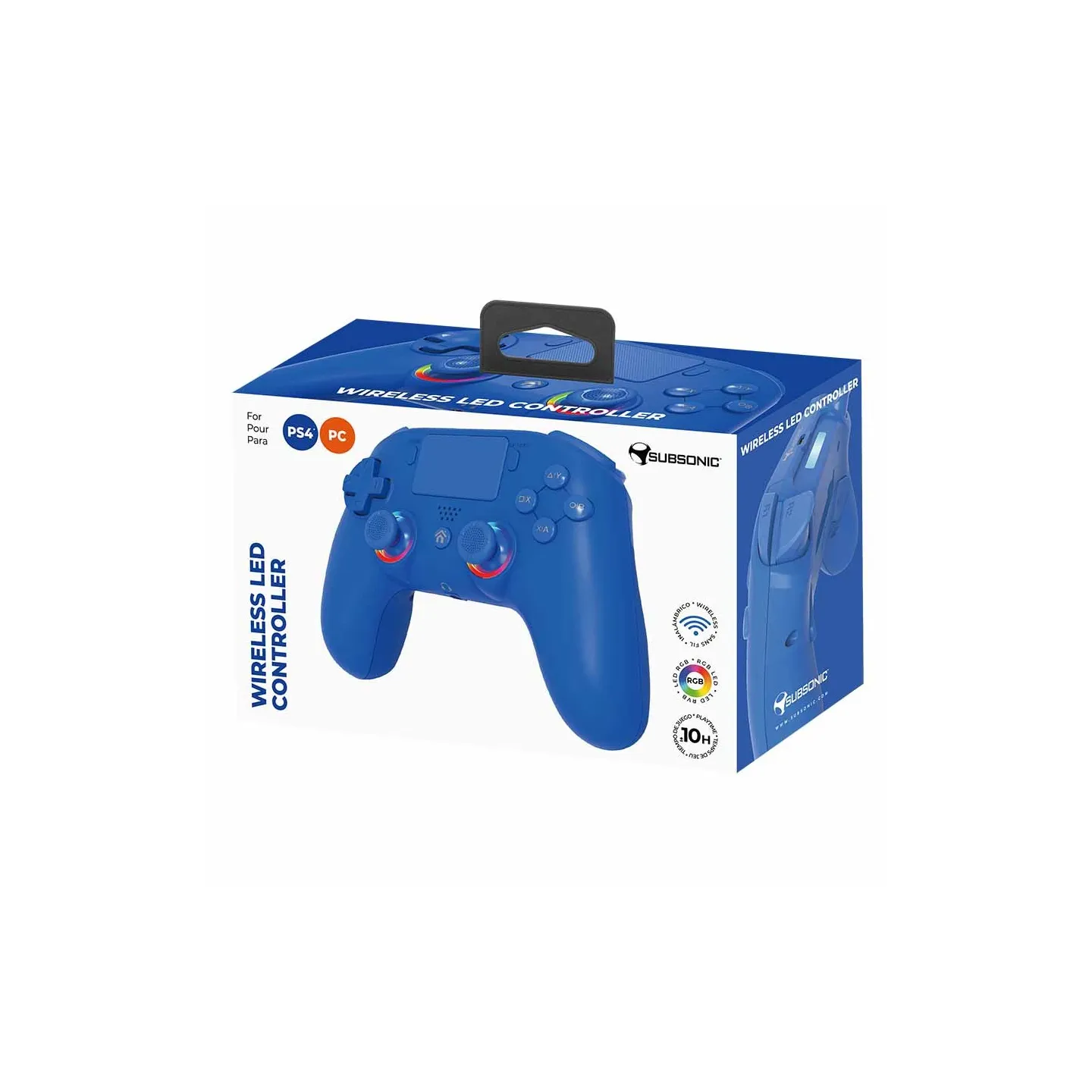 Manette PS4/PC sans fil LED - Bleue | Subsonic