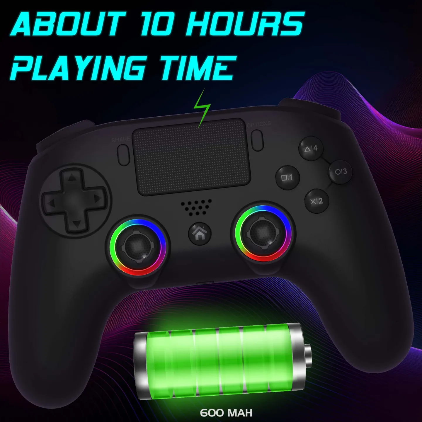 PS5 Wireless LED Controller - Black | Subsonic