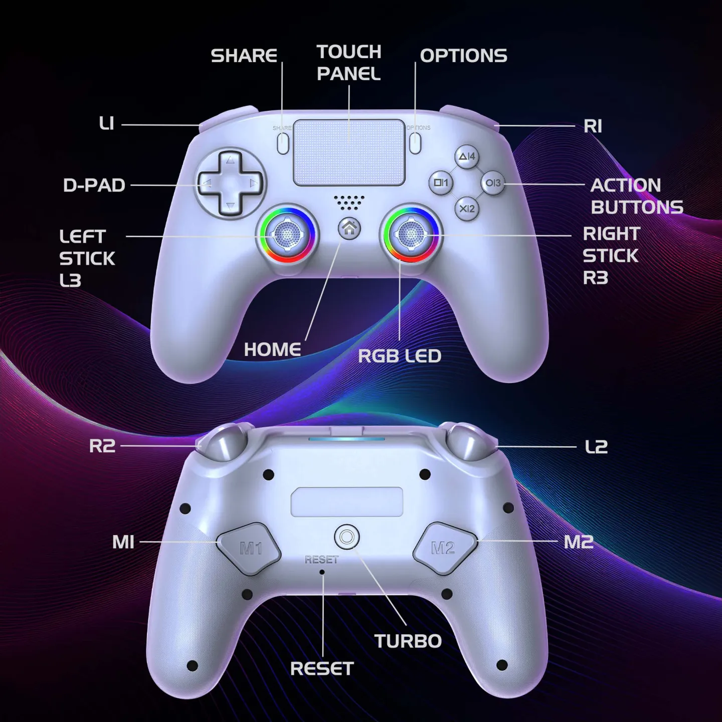 PS5 Wireless LED Controller - White | Subsonic