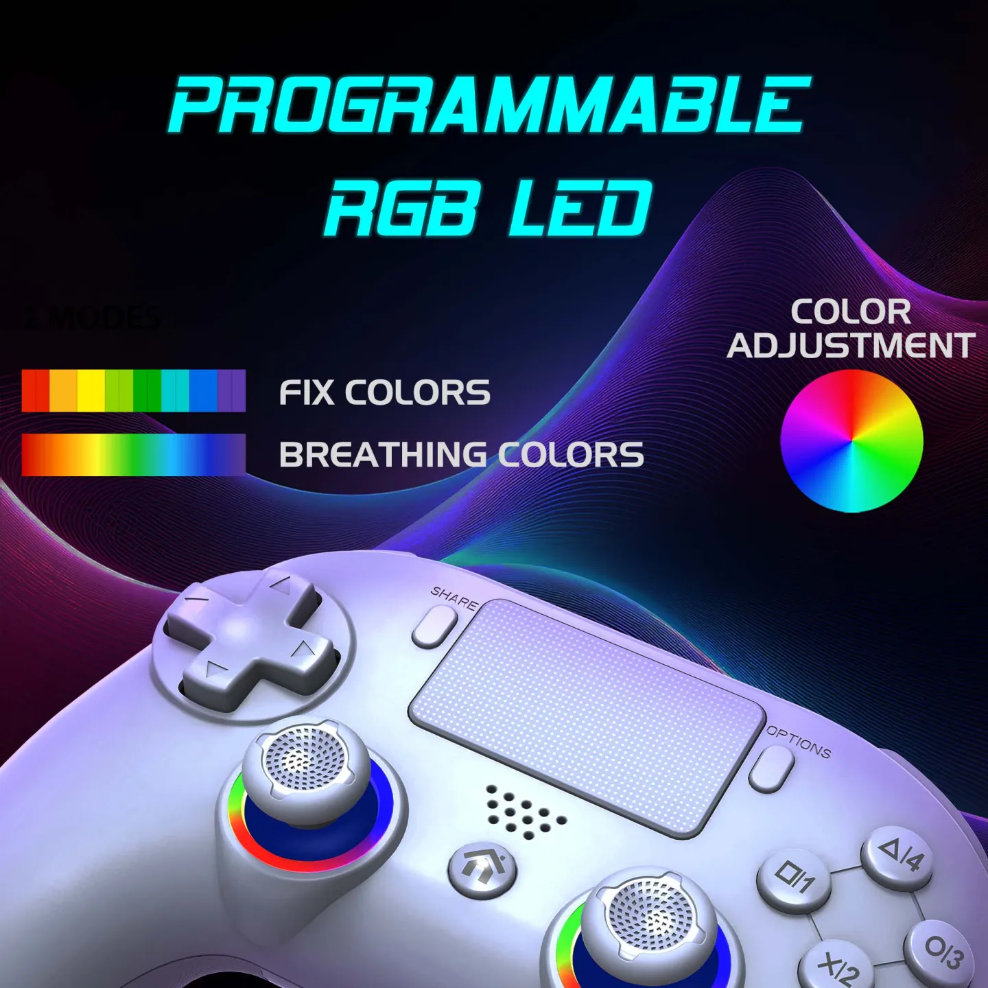 PS5 Wireless LED Controller - White | Subsonic