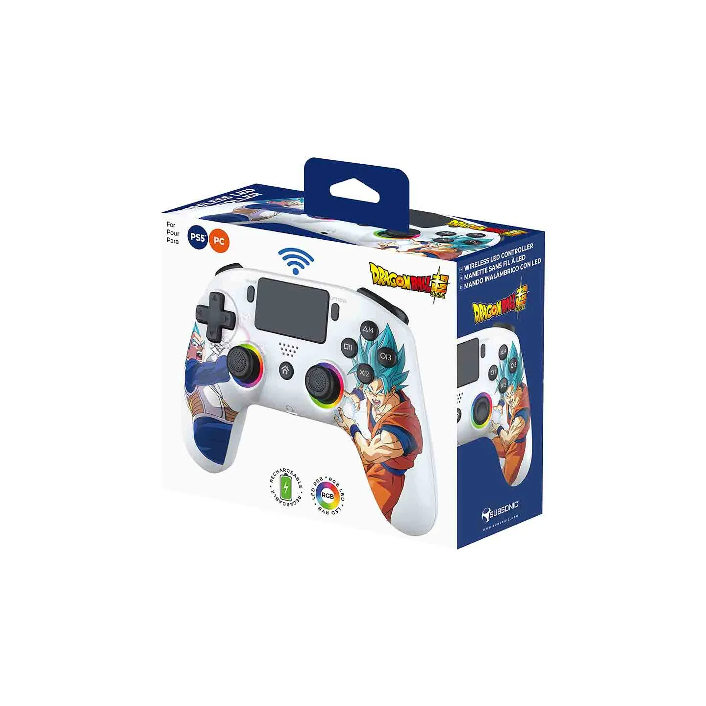 Wireless LED PS5 Controller Dragon Ball - White | Subsonic