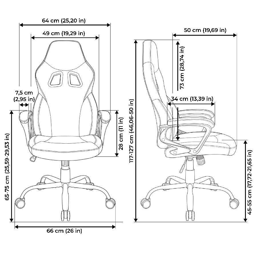 Dimension of the Original gaming chair from Subsonic