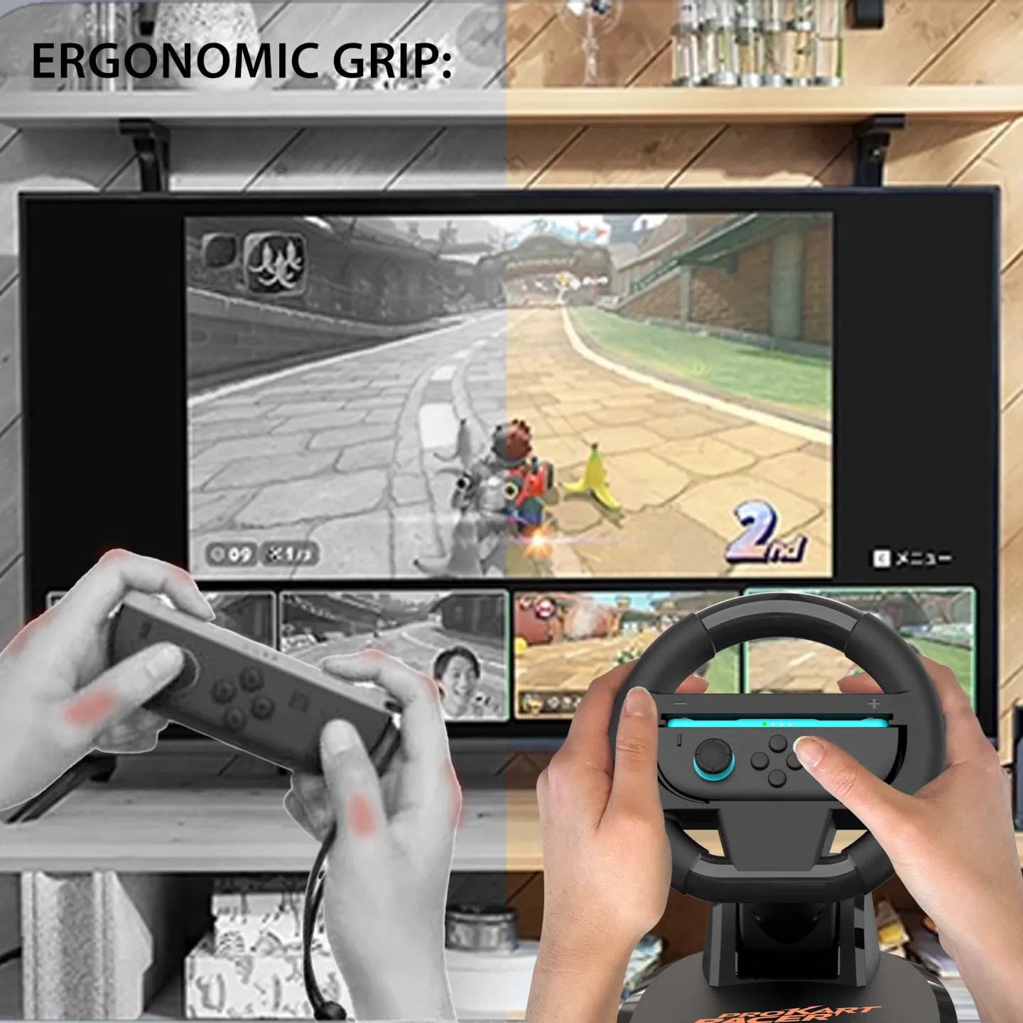 Pack of 2 steering wheel for joycons Switch 1 & 2