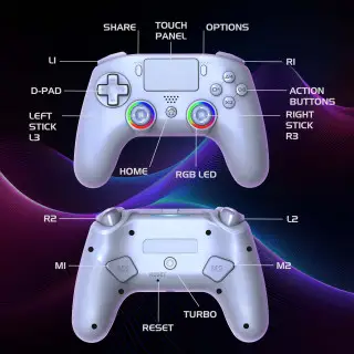 Manette PS5 sans fil LED - Blanche | Subsonic