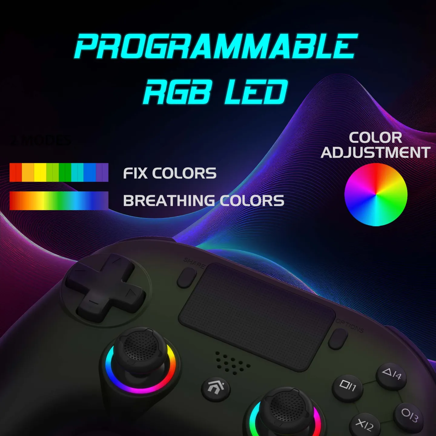 Manette PS5 sans fil LED - Verte | Subsonic