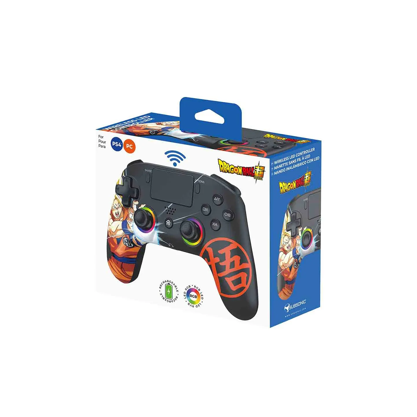 Manette PS4 sans Fil LED Dragon Ball| Subsonic