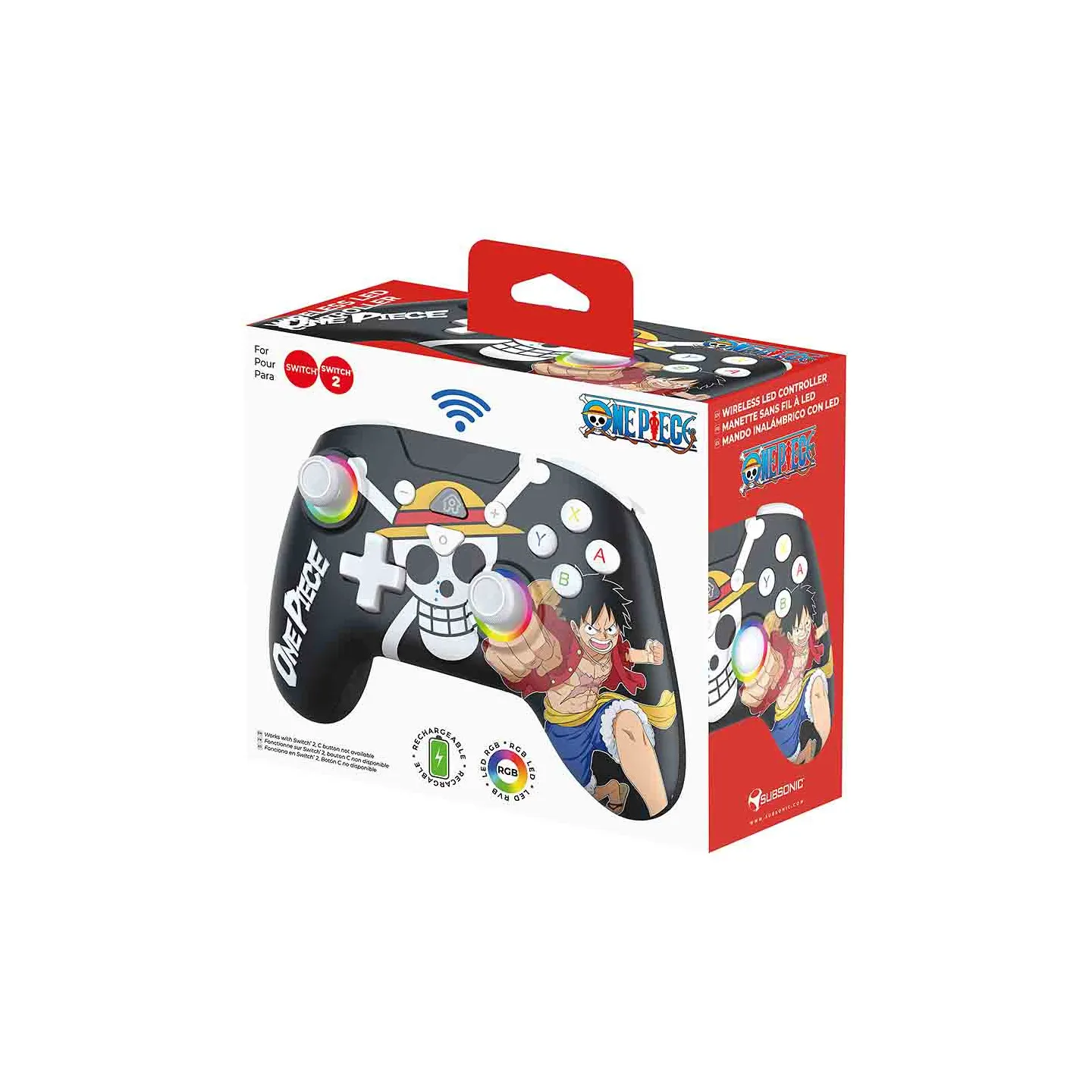 Manette LED sans fil pour Switch 2 & Switch One Piece noir| Subsonic